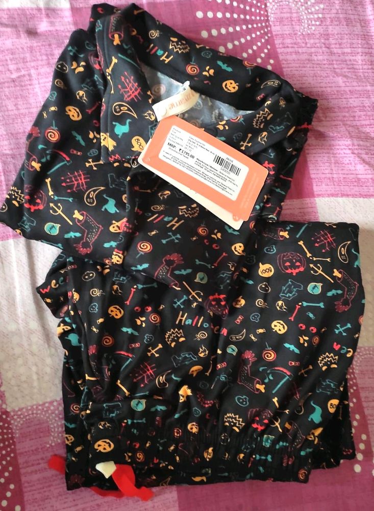 Black PJ Set With Halloween Print