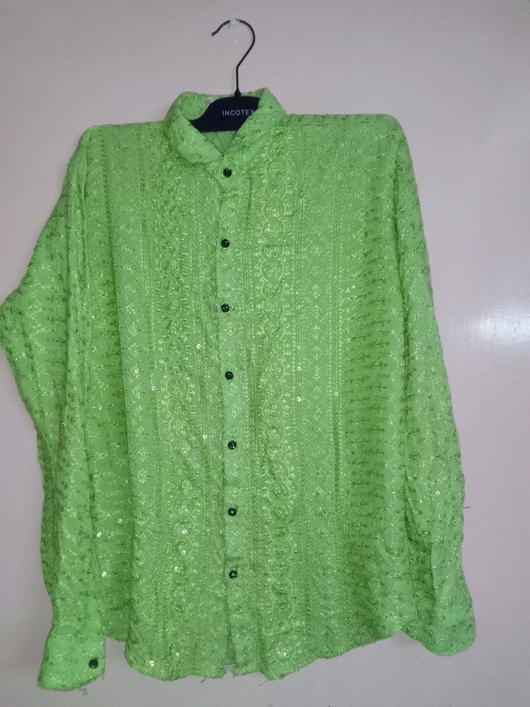 Net Sparkle Fluorescent Green Shirt