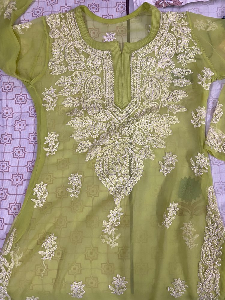 Long Lakhnavi Kurti With Shameez Linning