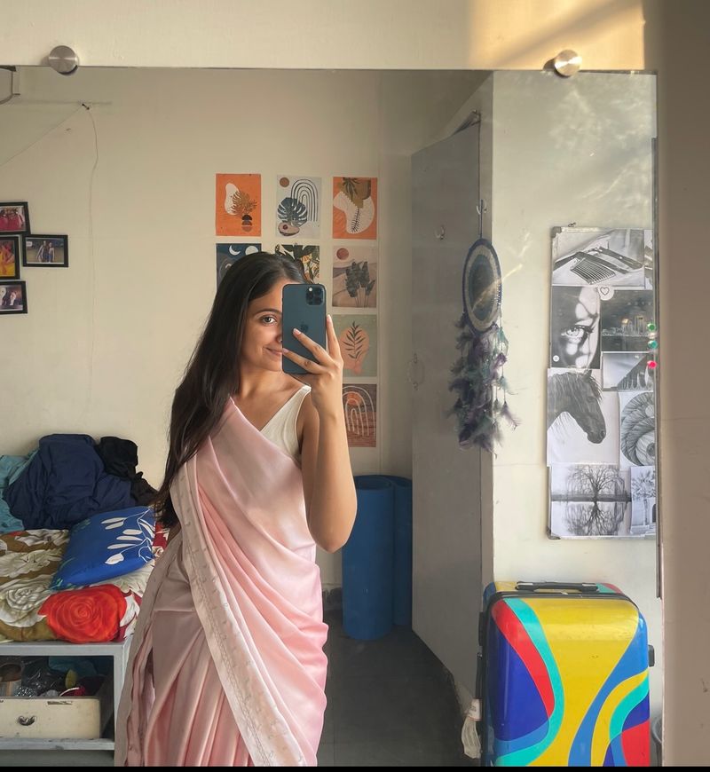 Sari In Two Shades Of Pink