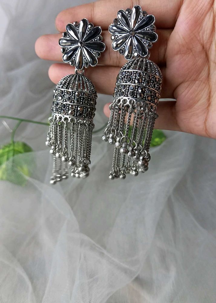 Sliver Oxidised  Jhumka