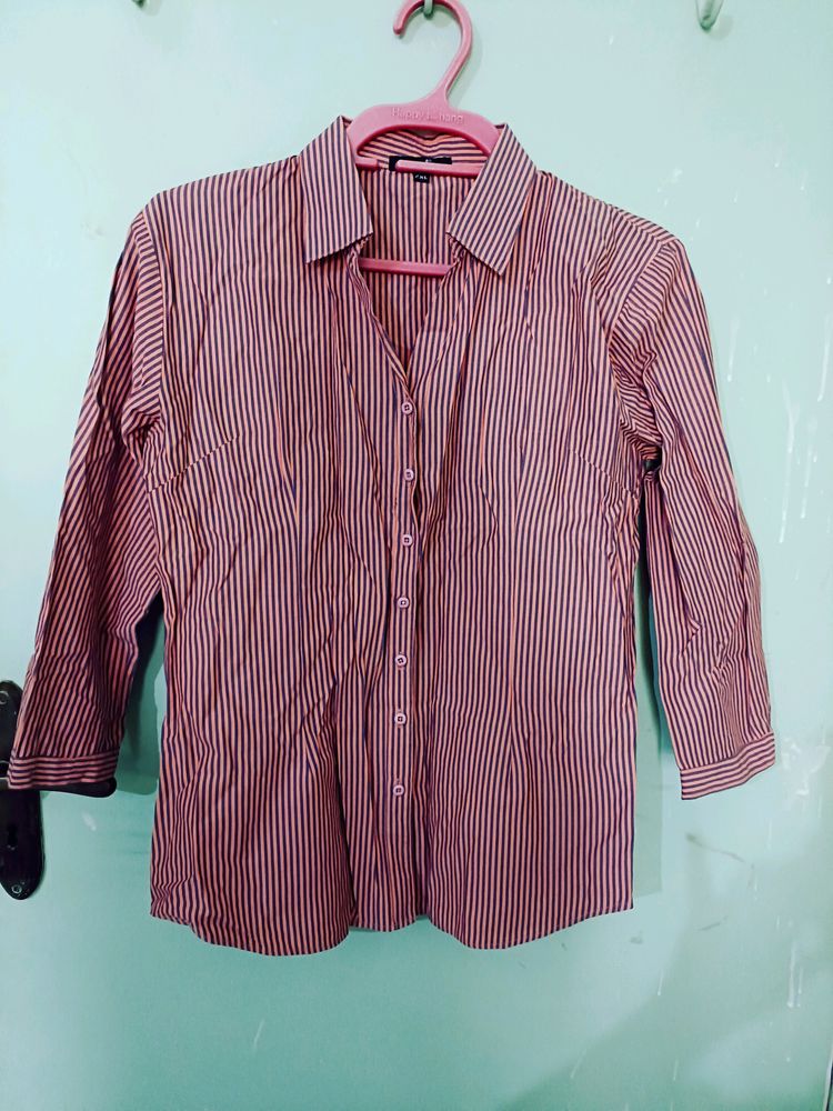 Stripped Peach Color Formal Shirt