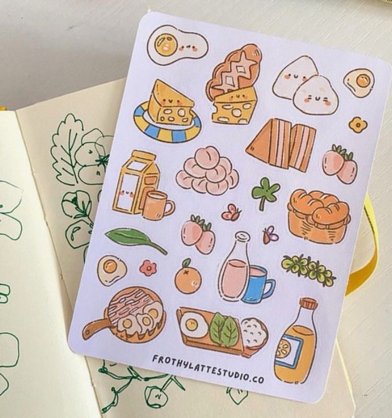 Cute Food Kawaii Stickers Stationary 3 Sheet