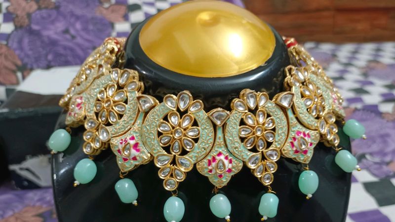 Pista Green Kundan Jewellery Set