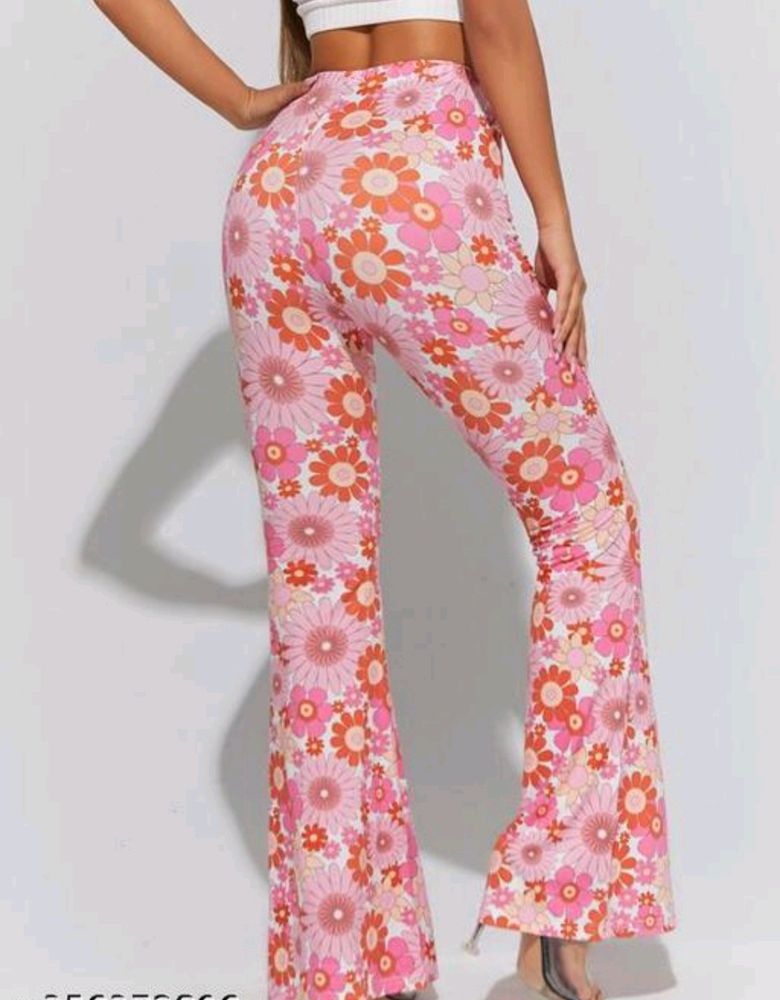 Pink Flower Print Women Pant