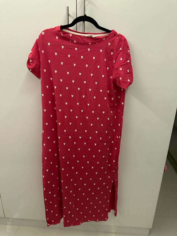 M&S 16 pink Heart Dress With Side Slit