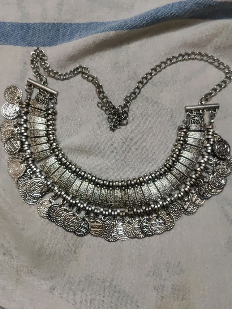 Oxidized Coin Necklace