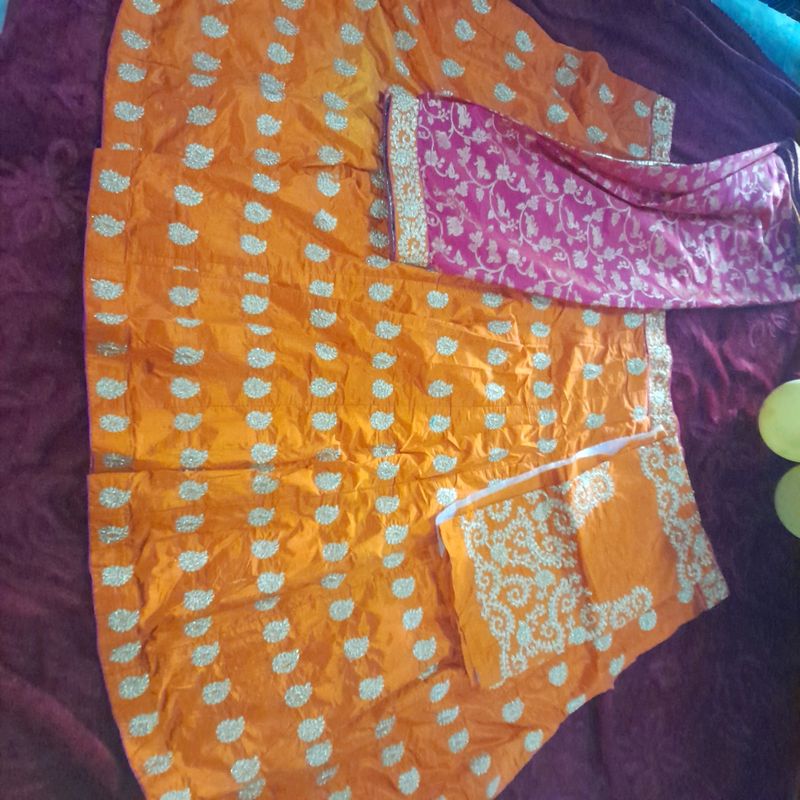 Orange Lehanga With Pink Duppata