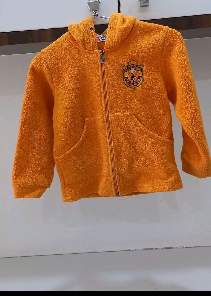 Winter Orange Colour Jacket With Hoody