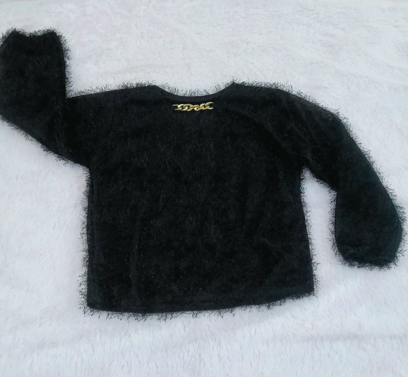 Fancy Trending Fur Black Net Top For Women & girls