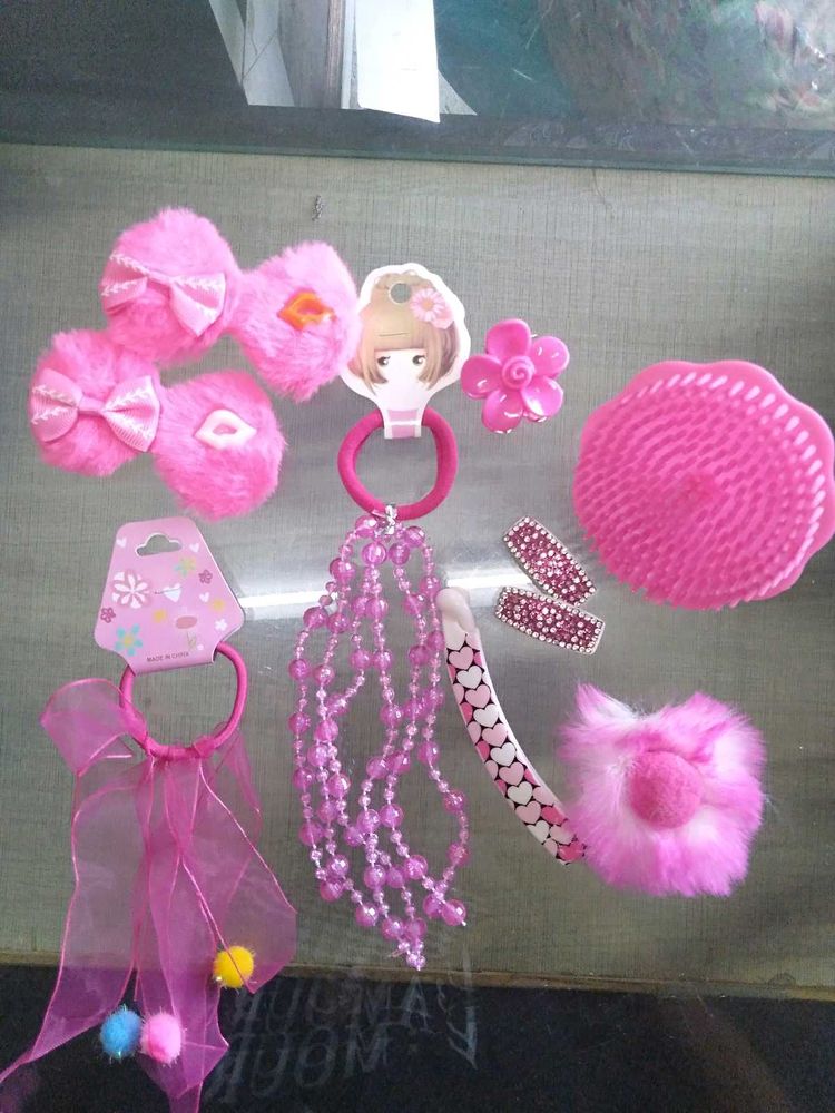 Pink Combo Of Hair Accessories