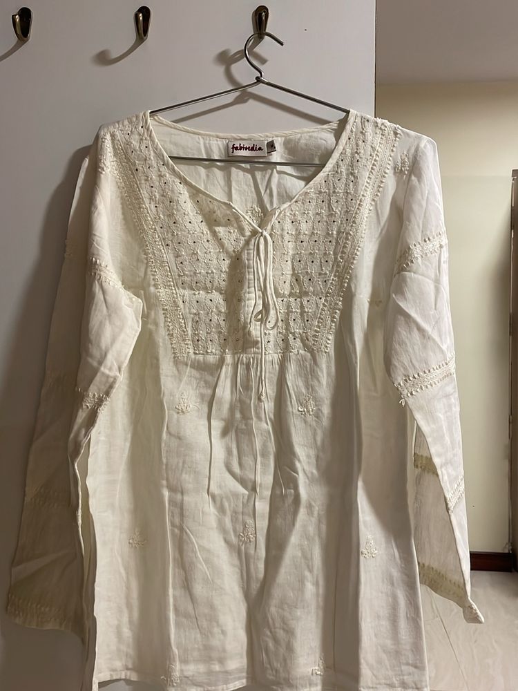 Fabindia Chikankari Top - Size M