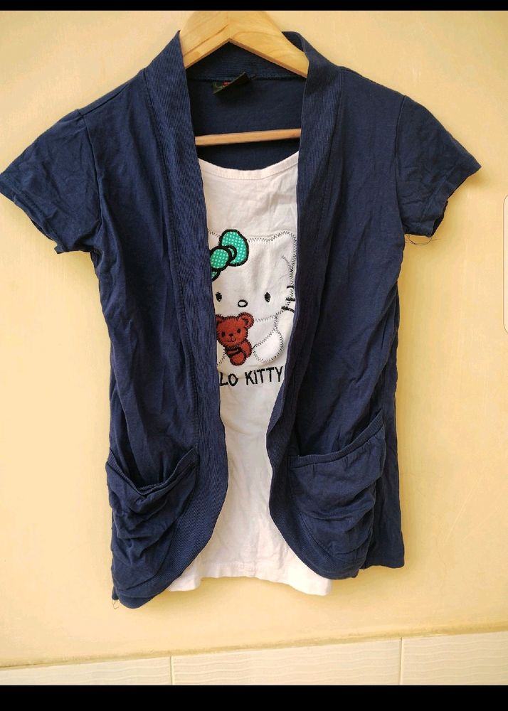 Teddy T Shirt With Shrug Attached