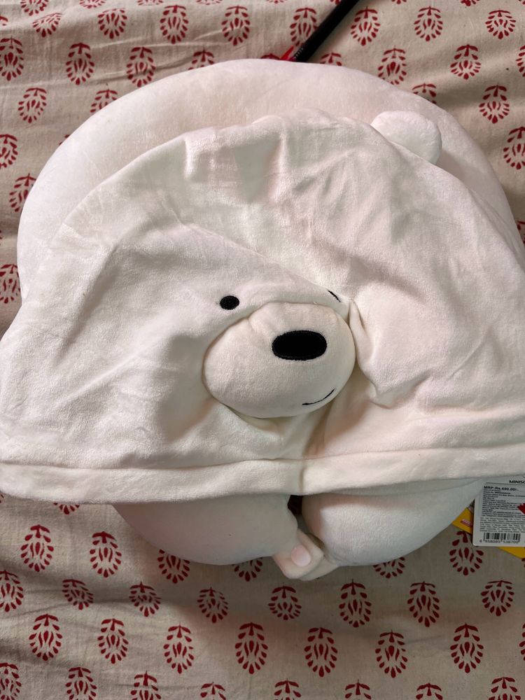 We Bare Bear Icebear Miniso Hooded Travell Pillow