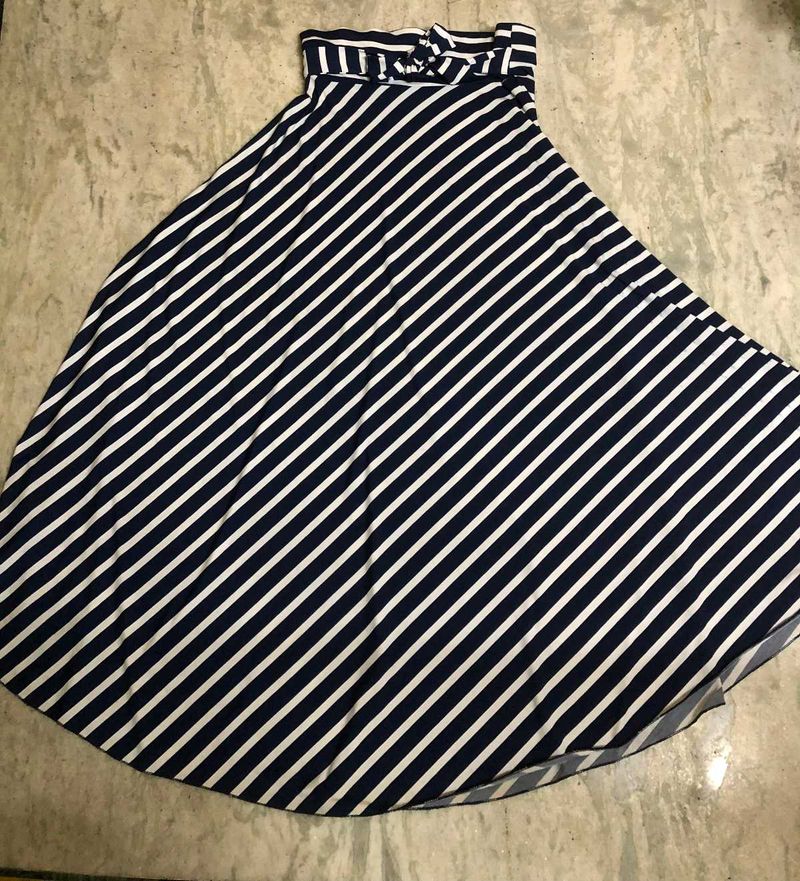 Blue & White Striped Skirt