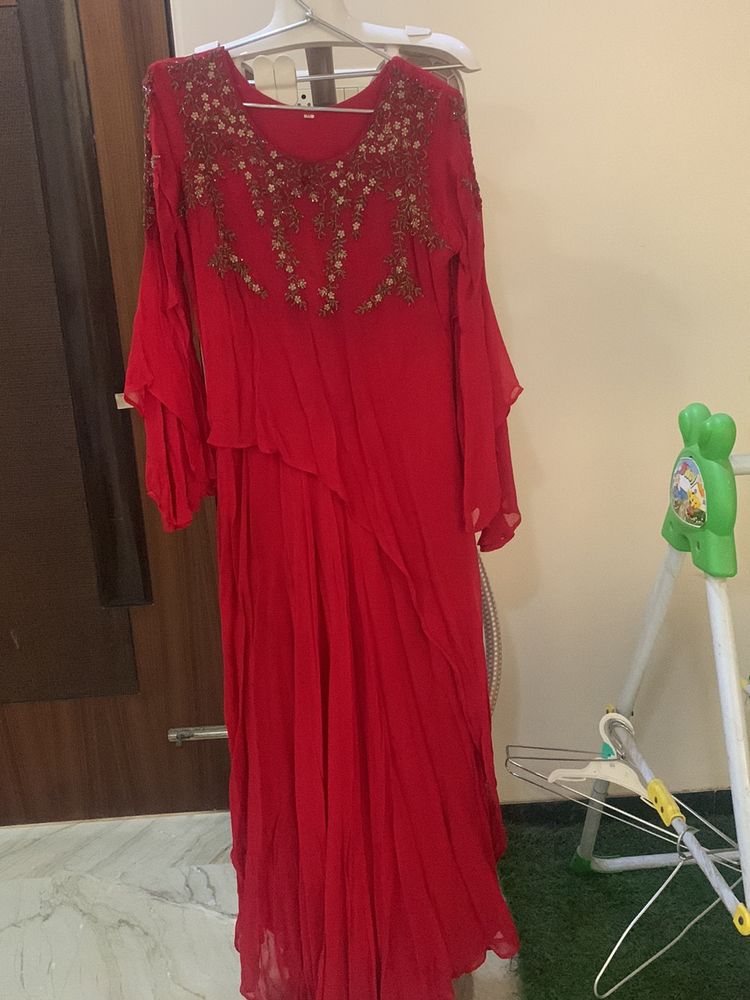 SHeavy Party Wear Gown With Handwork Desginer Slev