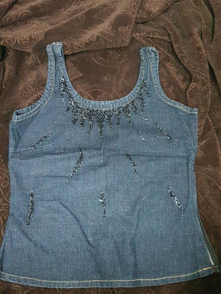 Denim Top With Zip