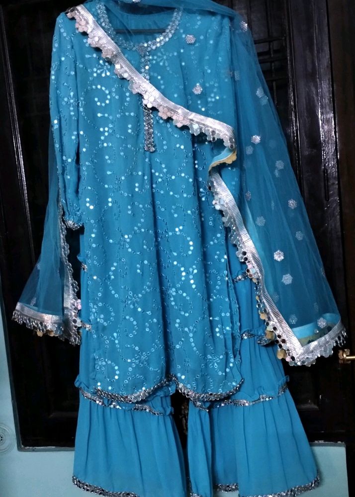 Heavy Embroidered Gharara Dress