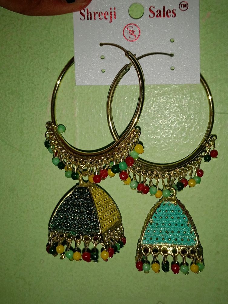 Multicolor Earring With Jhumki