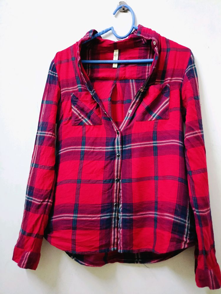 Red Chex Shirt For Women