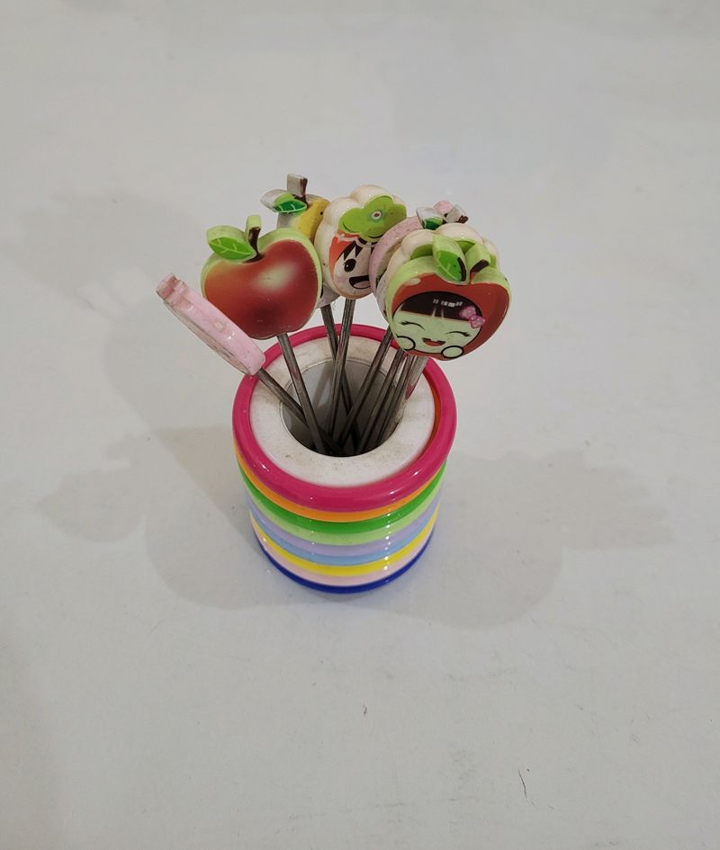 Colored Fruit Fork Set