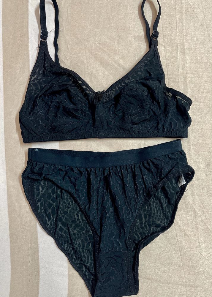 Black Zebra Design Bra Penty Set