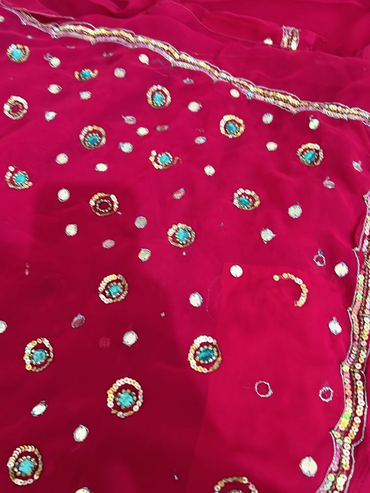 Pink Colour Georgette Saree