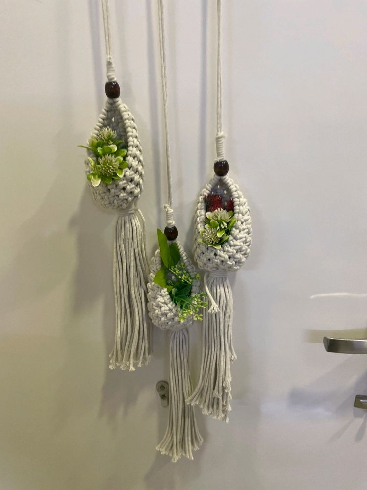 Set of 3 macrame plant and pot hanger , boho style