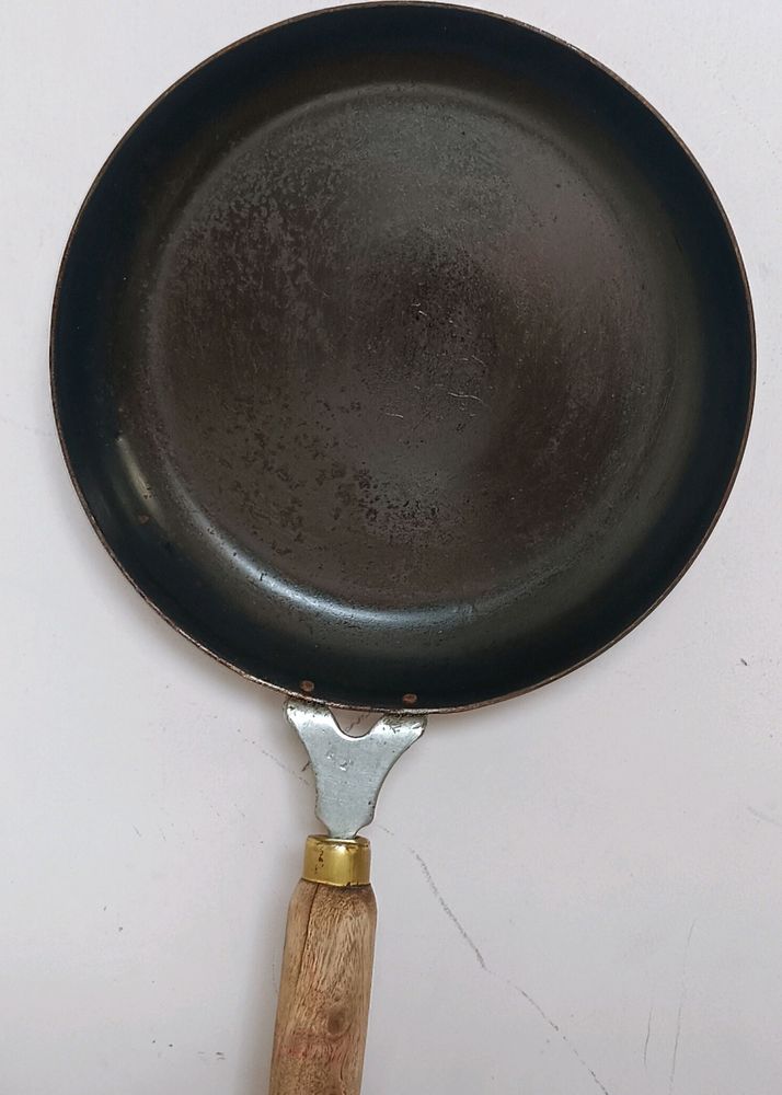 Iron fry Tawa With wood handle