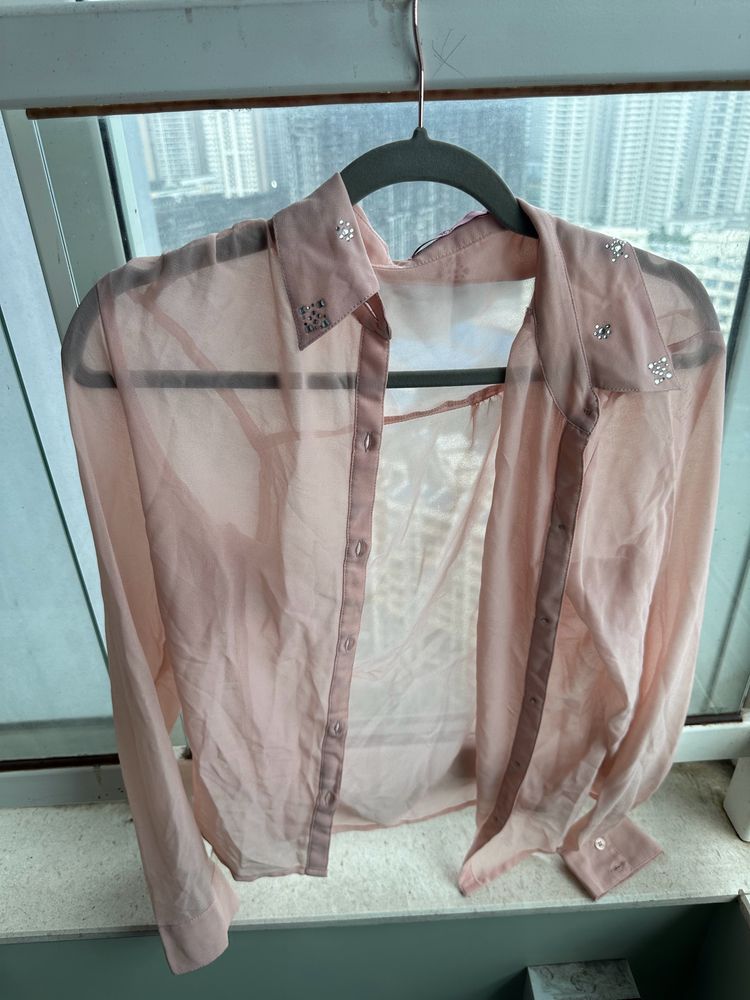 Peach See Through Shirt -bust 30