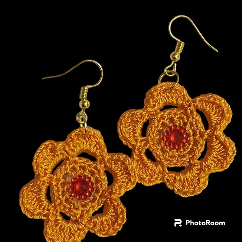 Yellow Flower Crochet Earrings