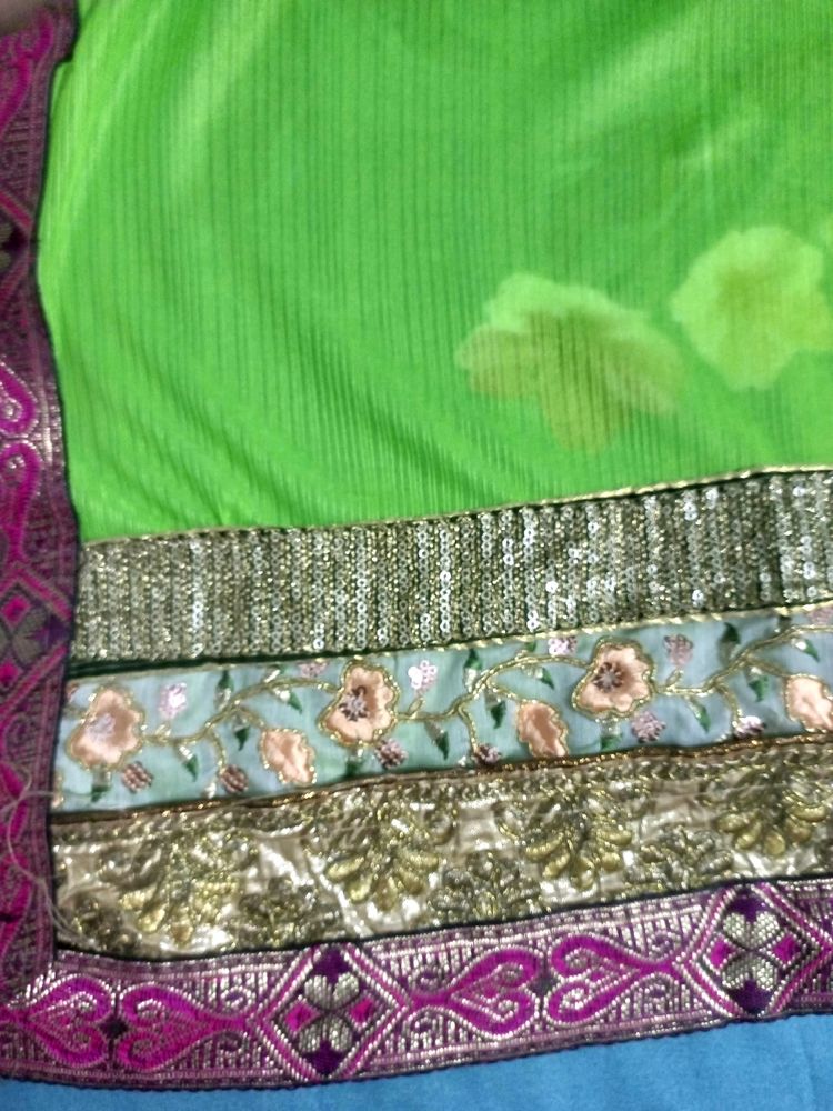 Parrot Green Lycra Saree..