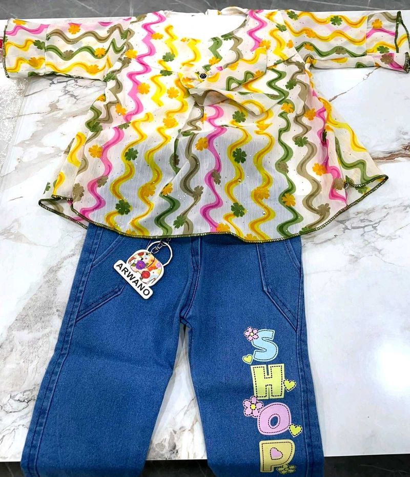 👼KID'S Jeans Top Set For 1-2 Years Baby.