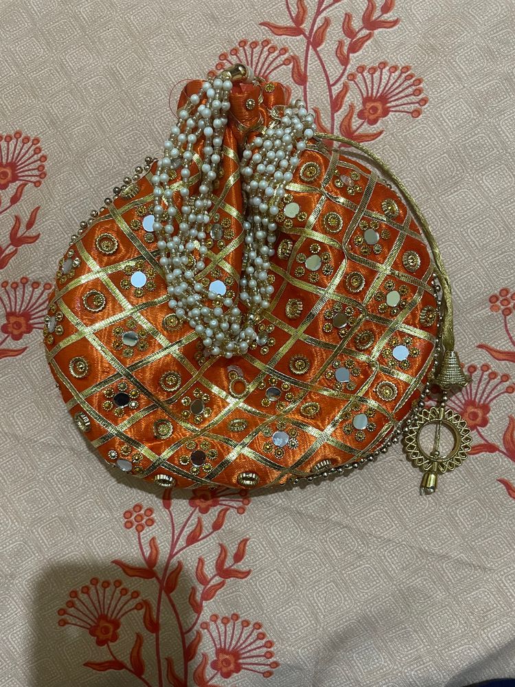 Partywear Bag With Golden Stones