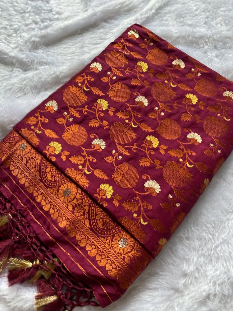 Brand New Banarasi Silk Saree With Blouse Piece