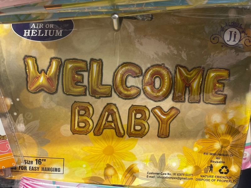 WELCOME BABY SET FOIL BALLOON Golden