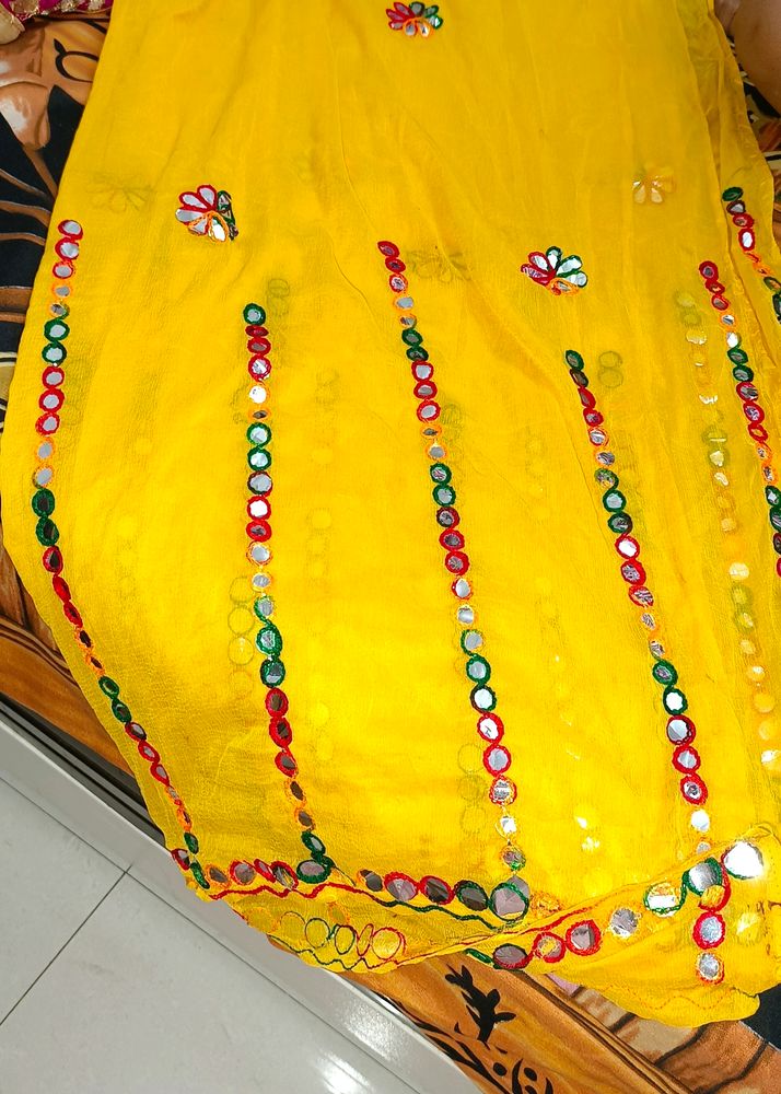 Yellow Mirror Work Dupatta