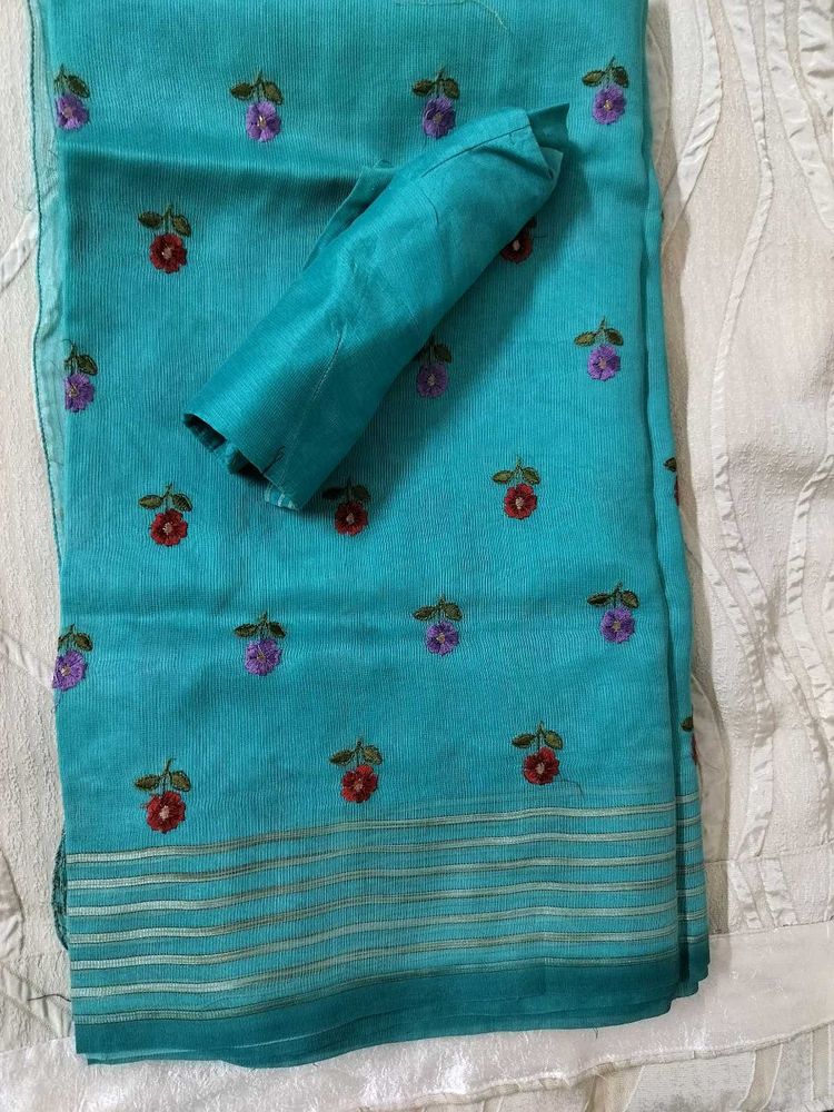 Saree With Stiched Blouse