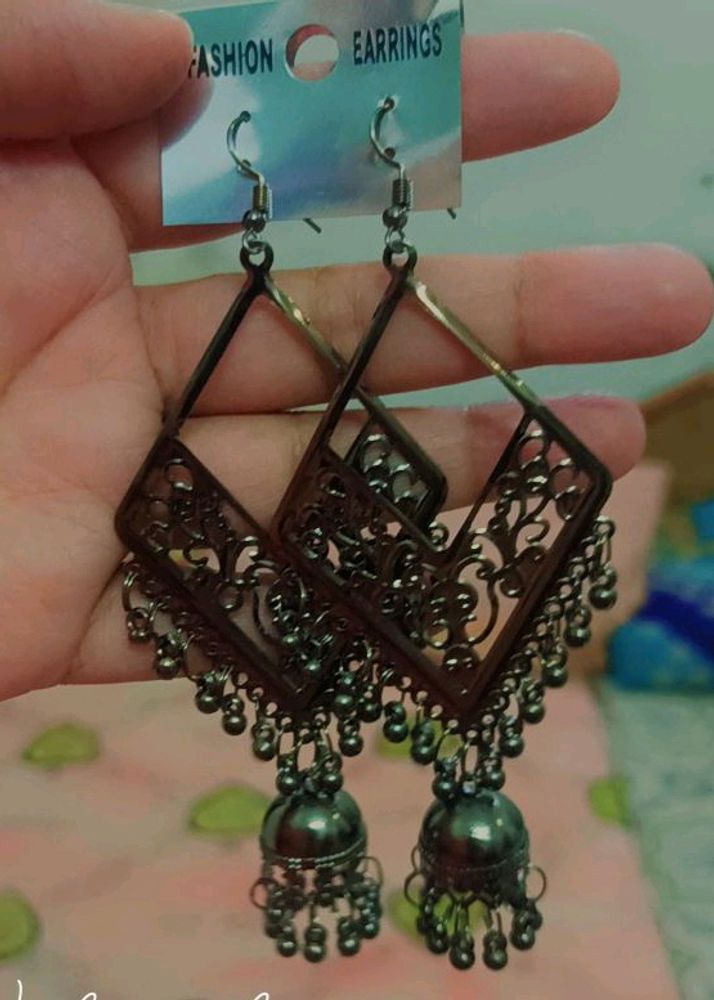 Long Black Earrings