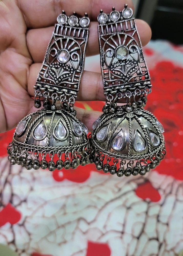 Silver Oxidized Earring