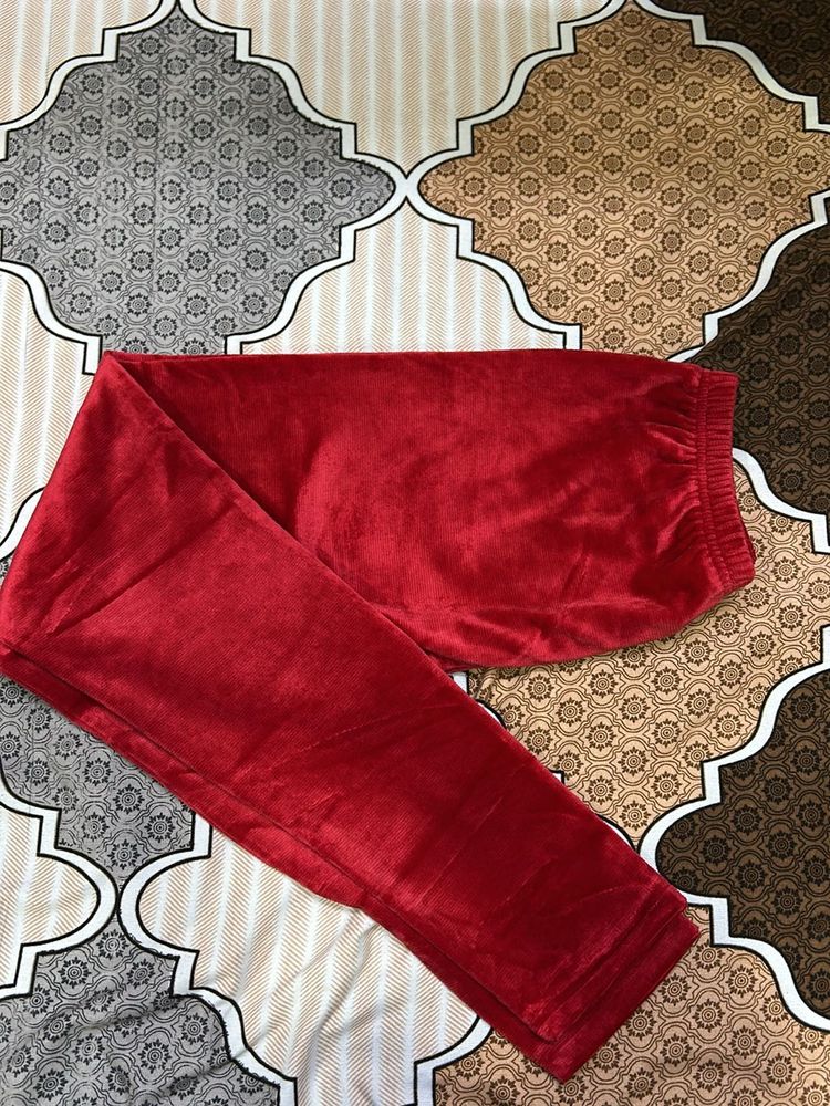 Maroon Color Velvet Leggings