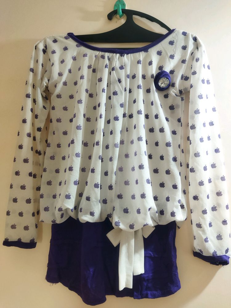 White And Violet Girl's Balloon Top