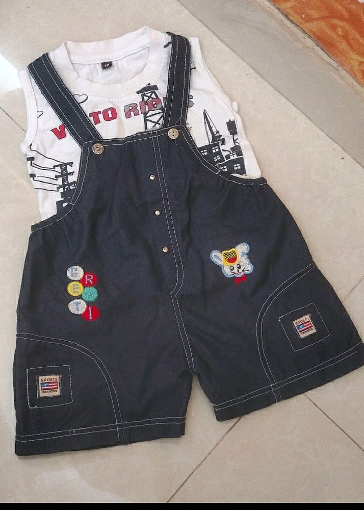 Branded Denim Dungree Set