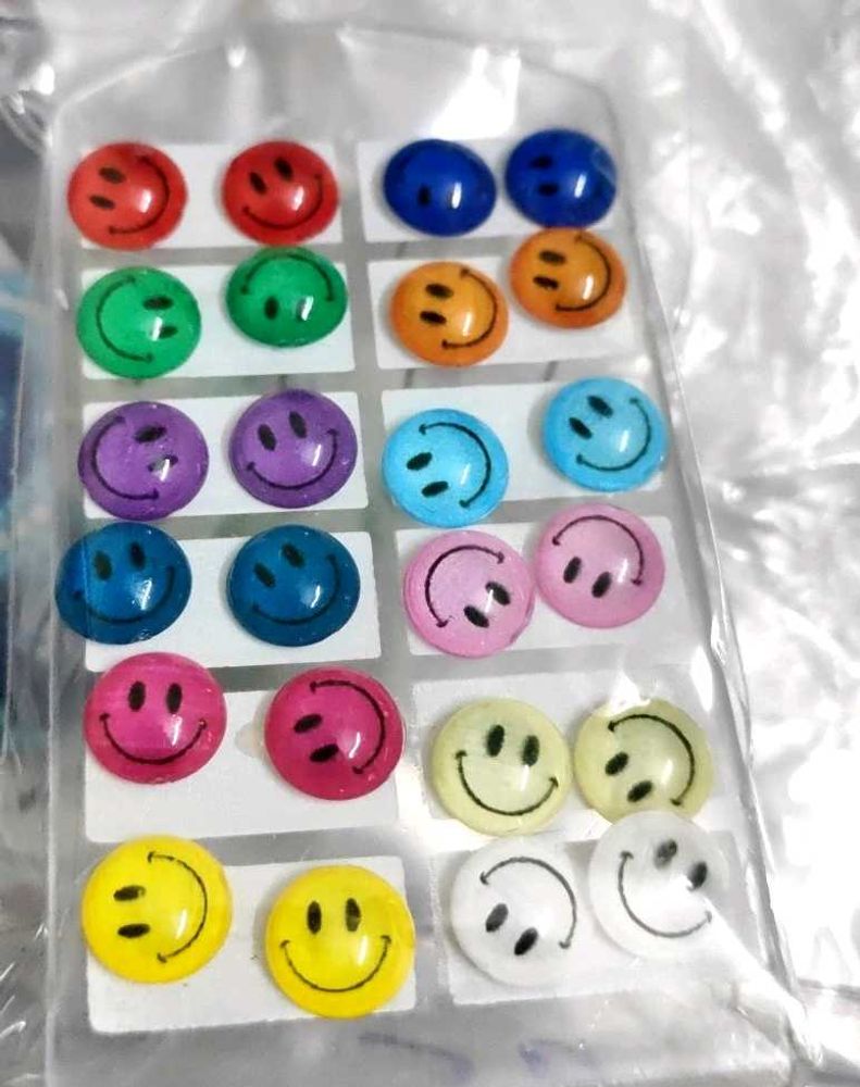 Smiley Studs Brand New 12 Pairs