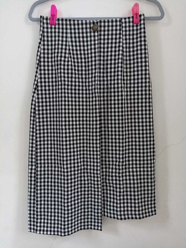 Black &white Bodycon Check Skirt