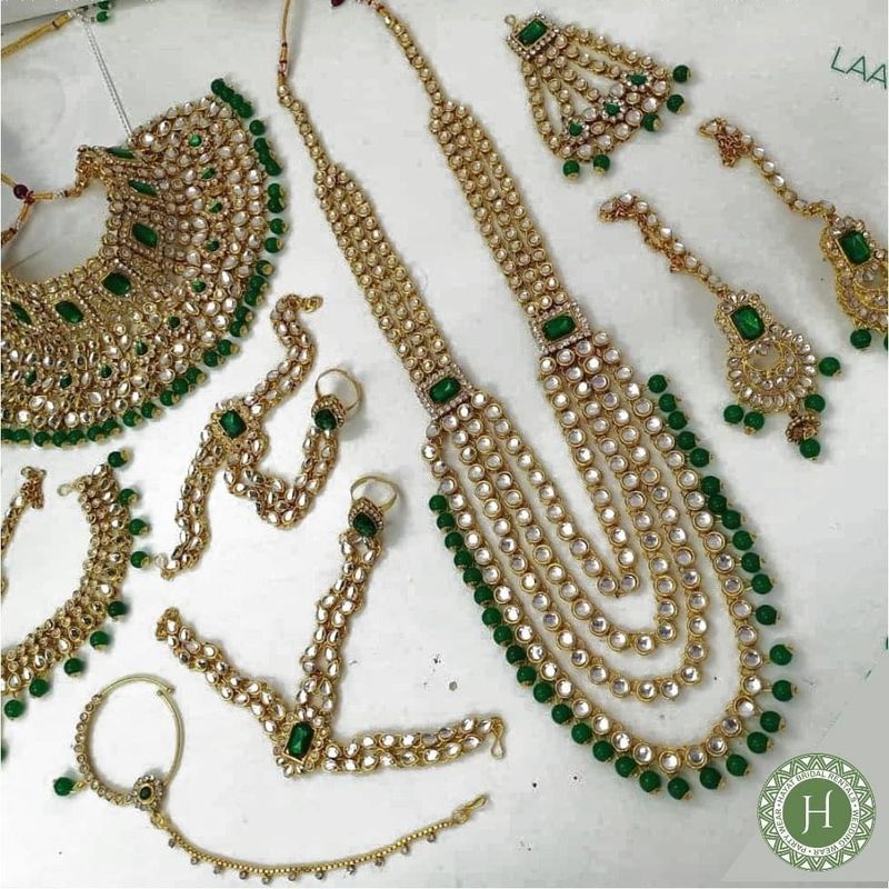 Heavy Green Bridal Jewellery Set 4900 Coins