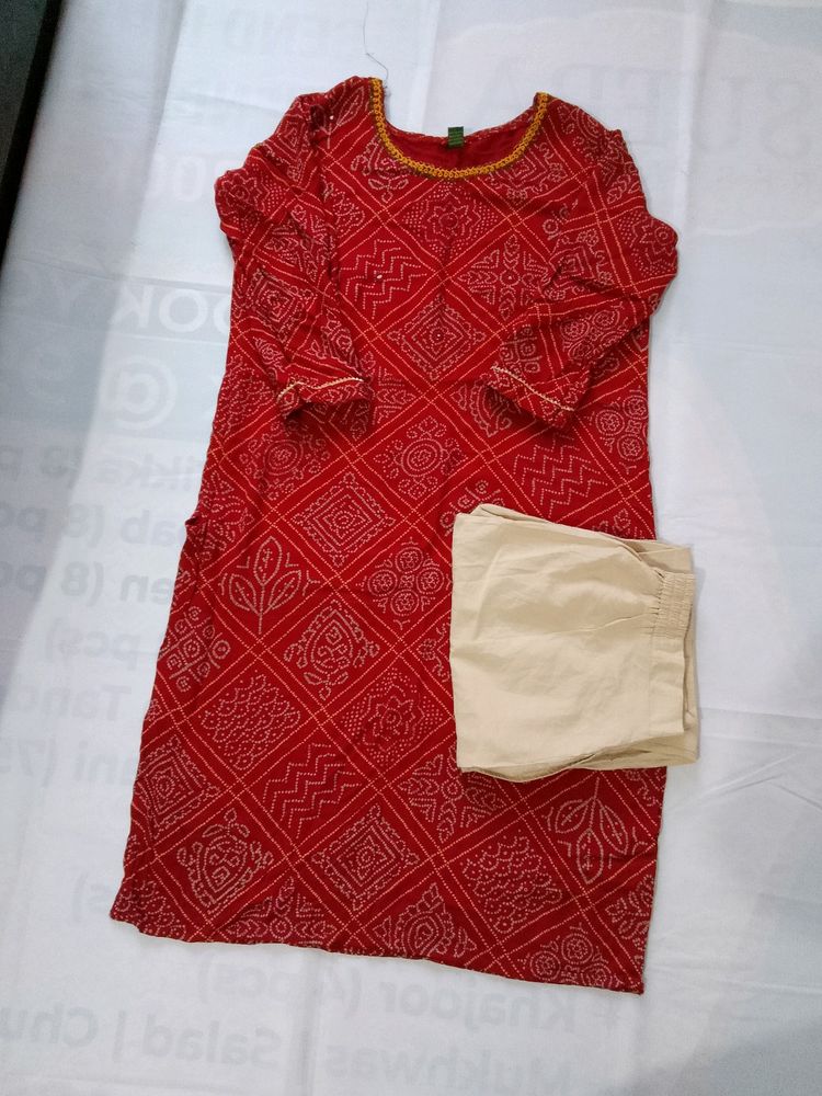 Bandhani Kurti Pant Set