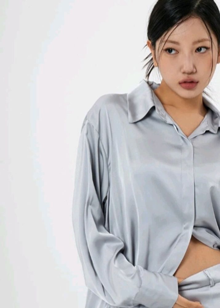 Premium MADAME Grey Silk Baggy Shirt