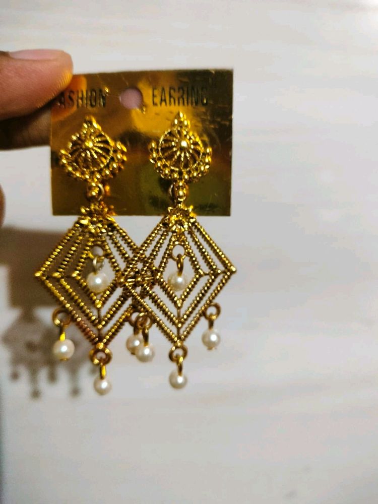 Very New Golden Traditional Earrings