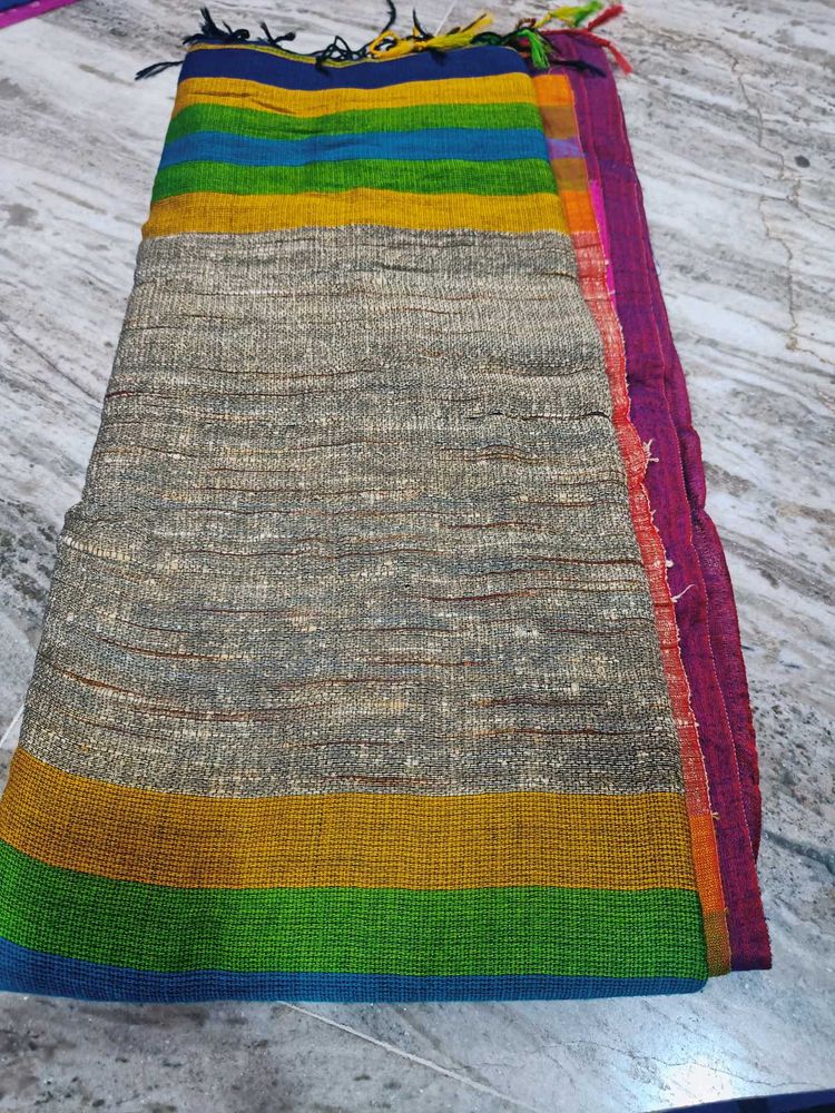 Handloom jute Palla Saree